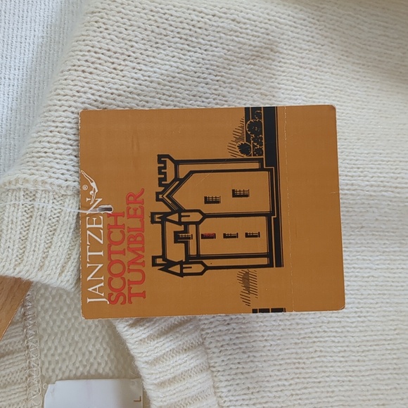 NWT Jantzen Deadstock 1970's Men's Cream Shetland Wool Blend Sweater Size Large - Picture 3 of 10